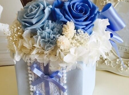 品川区 プロポーズの花 プリザーブドフラワーサムシングブルー