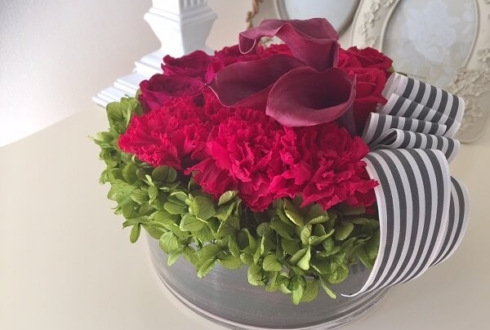 川口市 還暦祝いに赤い花 プリザーブドフラワー