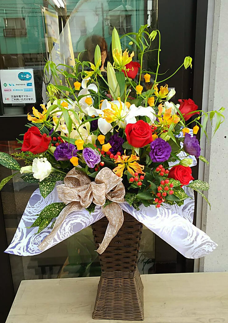 港区芝 バンダイナムコエンターテインメント様の昇進祝い花
