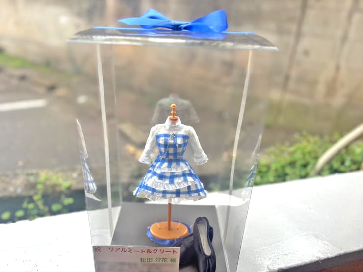 日向坂46 松田好花様のリアルミーグリ祝い花 衣装再現プリザーブドフラワーミニトルソーアレンジ @幕張メッセ