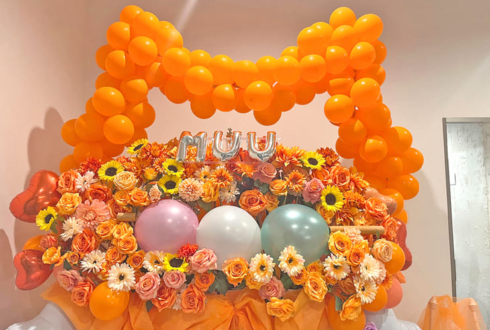 むー様の生誕祭祝いネコ型バルーンリース連結フラスタ @西永福JAM