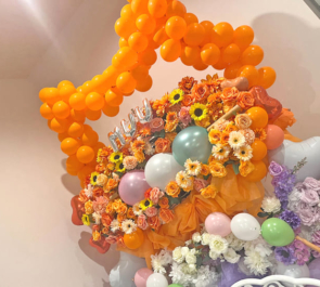 むー様の生誕祭祝いネコ型バルーンリース連結フラスタ @西永福JAM