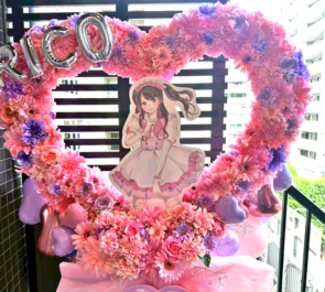 りこ様の5周年イベント開催祝いハートリースフラスタ @メイドカフェ マジカルツインテール