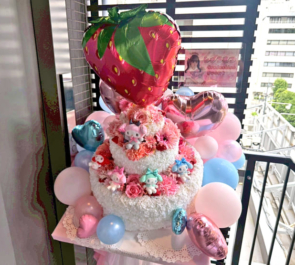 しゅうまつ様の卒業イベント開催祝い3段フラワーケーキフラスタ @メイドカフェ マジカルツインテール