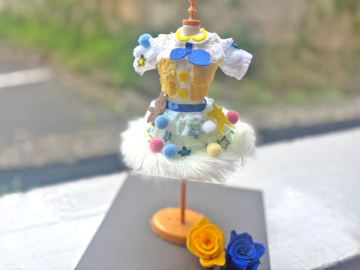 ラフ×ラフ 藤崎未来様の生誕祭祝い花 衣装再現プリザーブドフラワーミニトルソーアレンジ @ジールシアター東京