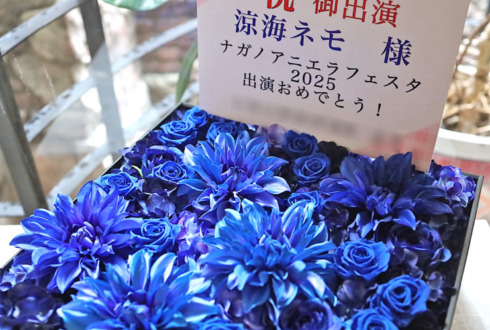 涼海ネモ様のナガノアニエラフェスタ2025出演祝い花 プリザーブドフラワーBOXアレンジ @駒場公園