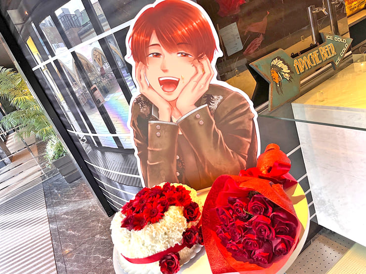 アナタシア まさと様の生誕祭祝い花 フラワーケーキ&花束 @横浜YTJホール