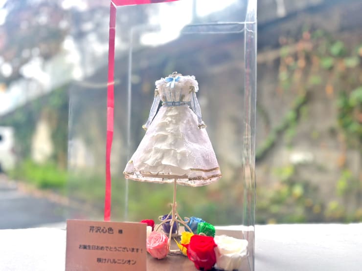 ハルニシオン 芹沢心色様の生誕祭祝い花 衣装再現プリザーブドフラワーミニトルソーアレンジ @渋谷音楽堂