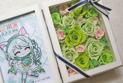 若草きよか様の #ぶいかふぇ ♪出演祝い花 プリザーブドフラワーフォトフレームアレンジ @秋葉原トークライブBAR from scratch