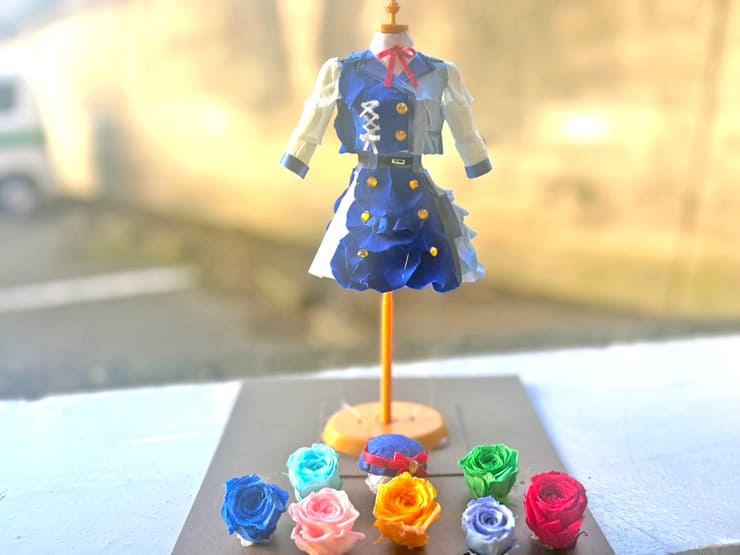 Palette Project様の #パレプロワンマン2025 公演祝い花 衣装再現プリザーブドフラワーミニトルソーアレンジ @大手町三井ホール