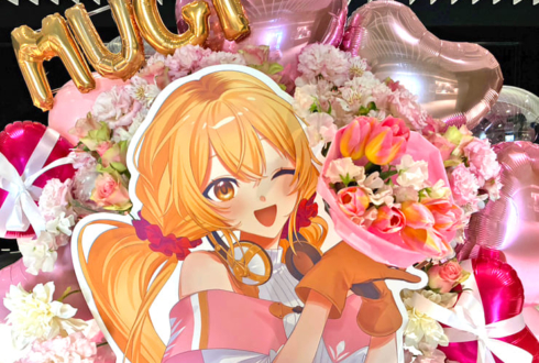 家長むぎ様の #にじさんじWORLDTOUR2025 東京公演祝いチューリップとスイトピーのブーケ組み込みフラスタ @TOYOTA ARENA TOKYO