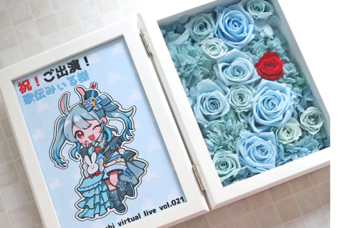 歌伝みぃる様の #トリモチライブ 出演祝い花 プリザーブドフラワーフォトフレームアレンジ @クラブドロシー