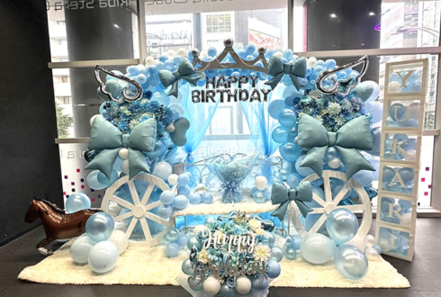 ソラネルカンパニー 愛姫ゆかり様の生誕祭祝い馬車イメージバルーン連結アーチ&花束 @アキバステラキューブ